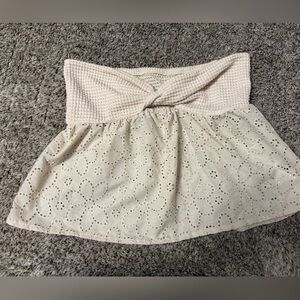 SHEIN Cream Bubble Mini Skirt with Tie‎ Front